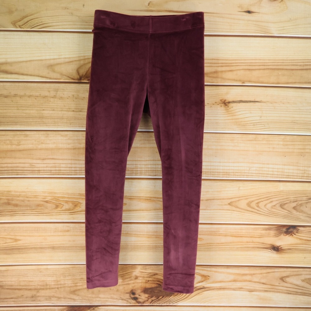 Old Navy Leggings Womens Sz L Maroon Polyester Elastic Waist‎ Stretch Super Soft
